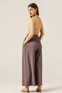 Monroe Wide Leg High Waisted Pants – Stretchy Dressy Lounge Trousers with Pockets