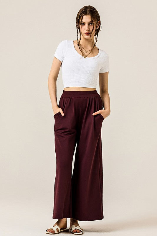 Monroe Wide Leg High Waisted Pants – Stretchy Dressy Lounge Trousers with Pockets