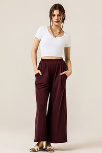 Monroe Wide Leg High Waisted Pants – Stretchy Dressy Lounge Trousers with Pockets