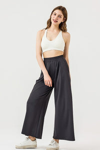 Monroe Wide Leg High Waisted Pants – Stretchy Dressy Lounge Trousers with Pockets