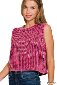 Cora Fishnet Knit Sweater Vest – Lightweight Layering Top