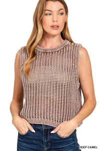 Cora Fishnet Knit Sweater Vest – Lightweight Layering Top