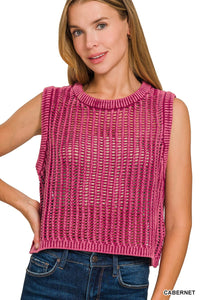Cora Fishnet Knit Sweater Vest – Lightweight Layering Top