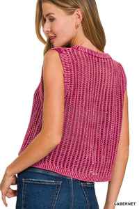 Cora Fishnet Knit Sweater Vest – Lightweight Layering Top