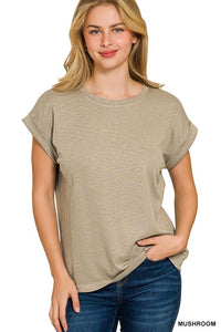Camden Cotton Modal Slub Rolled Sleeve Tee – Best Selling Everyday Basic