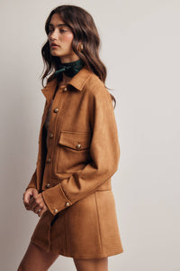 Sierra Stretch Suede Cropped Jacket: Camel