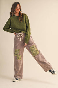 The Bria Scalloped Edge Sweater – Women’s Contrast Trim Knit Pullover, Heathered Drop Shoulder Sweater Top