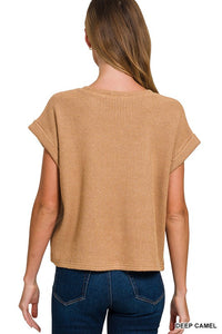 Amber Baby Waffle Knit Basic Crew Tee