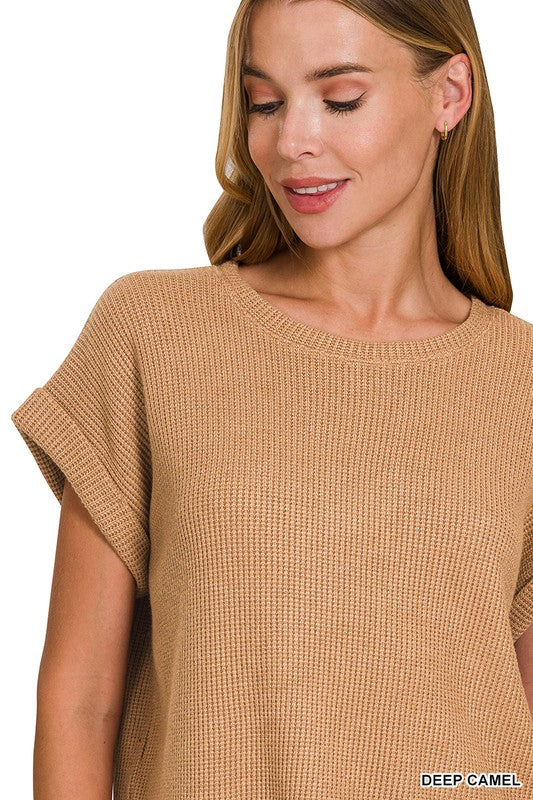 Amber Baby Waffle Knit Basic Crew Tee