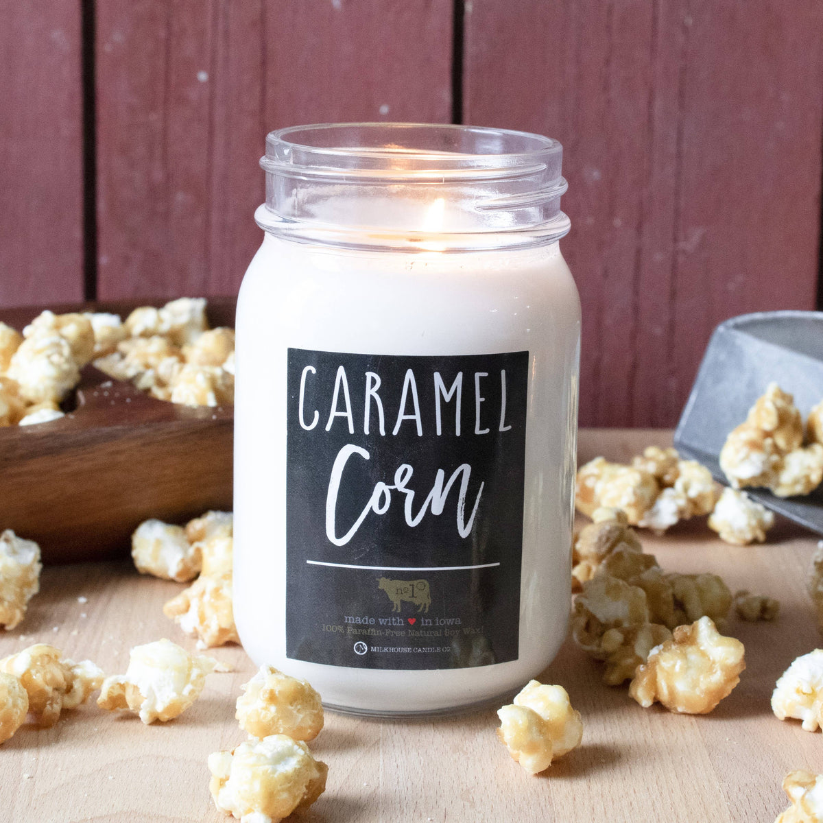 13 oz Mason Jar Fall Candle: Caramel Corn