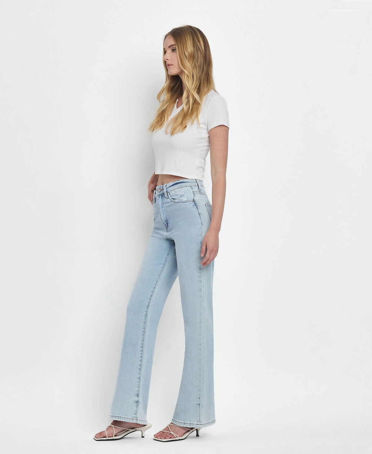 Vervet by Flying Monkey Leslie 90s Vintage Super High Rise Flare Jeans: Light Wash