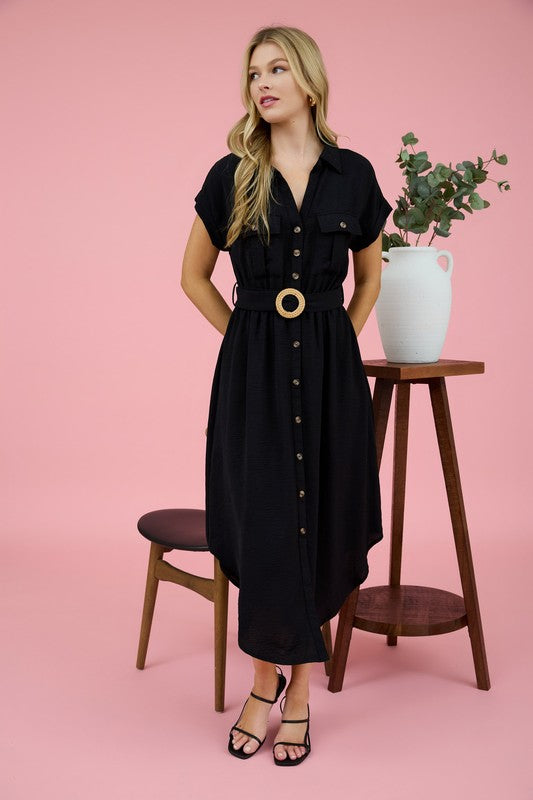 Celeste Collared Button Down Midi Dress