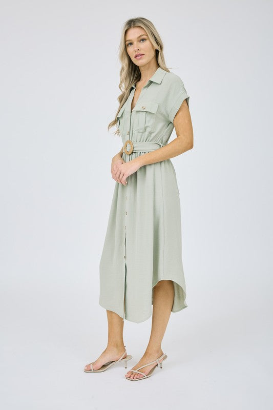 Celeste Collared Button Down Midi Dress