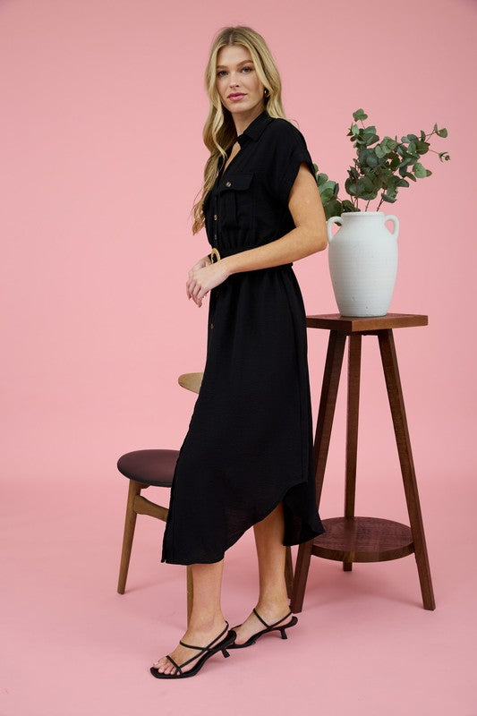 Celeste Collared Button Down Midi Dress