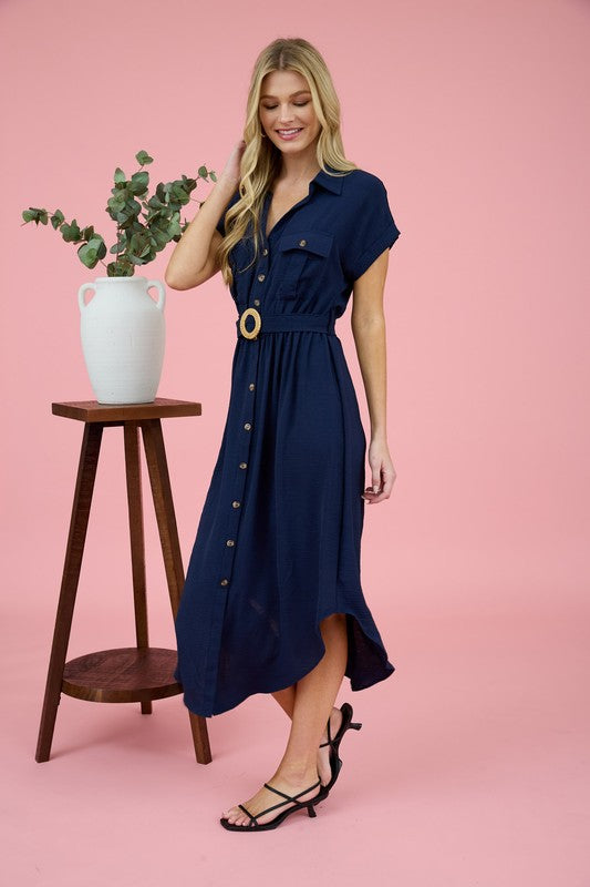 Celeste Collared Button Down Midi Dress