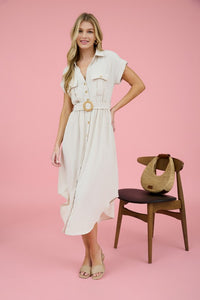 Celeste Collared Button Down Midi Dress