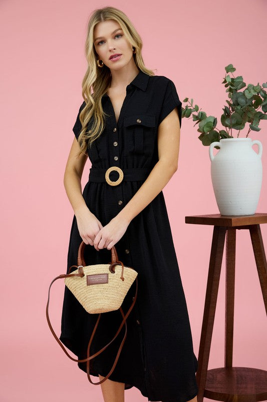 Celeste Collared Button Down Midi Dress