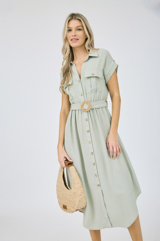 Celeste Collared Button Down Midi Dress