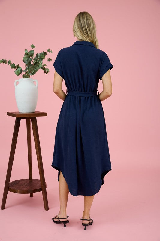 Celeste Collared Button Down Midi Dress