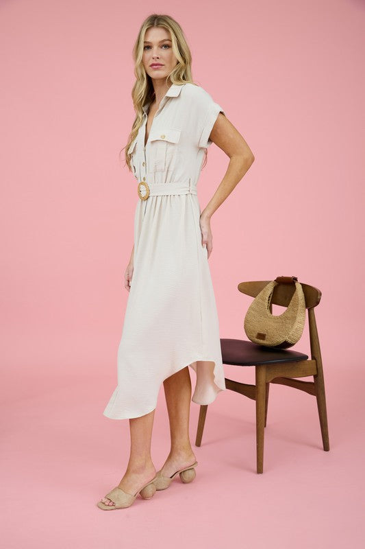 Celeste Collared Button Down Midi Dress