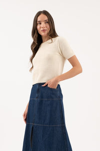 Becca Crew Neck Short Sleeve Knit Top