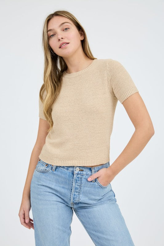 Becca Crew Neck Short Sleeve Knit Top