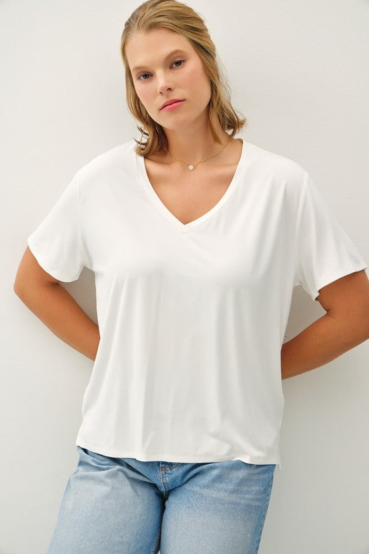 Jade Plus Size Comfort Fit Cotton Modal Basic V-Neck Tee