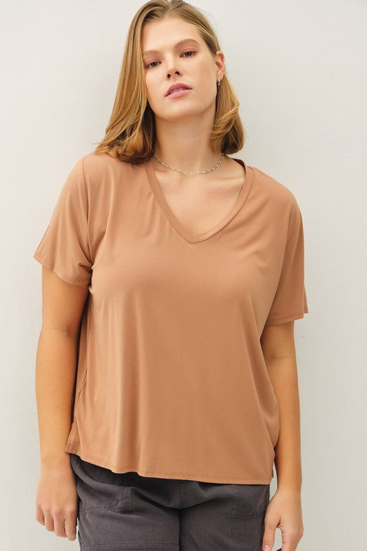 Jade Plus Size Comfort Fit Cotton Modal Basic V-Neck Tee