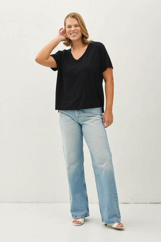 Jade Plus Size Comfort Fit Cotton Modal Basic V-Neck Tee