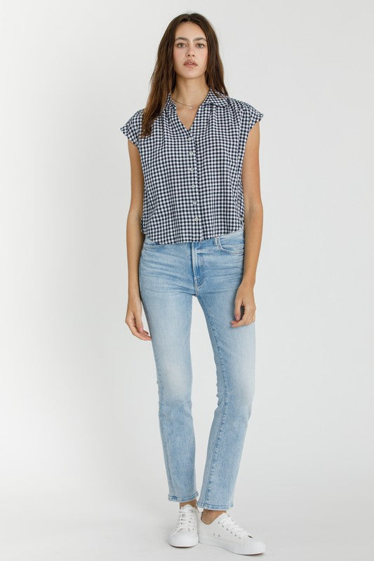 he Check Me Out Gingham Button-Up Blouse – Perfect for Work & Weekend Chic