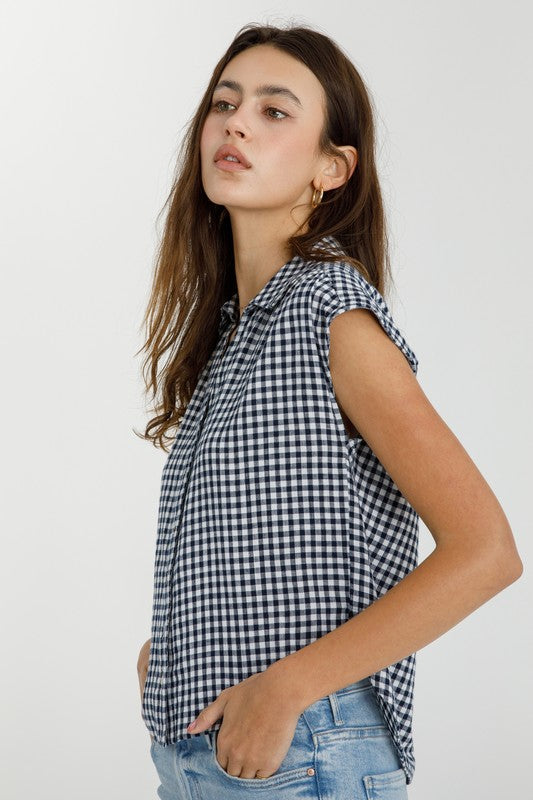 he Check Me Out Gingham Button-Up Blouse – Perfect for Work & Weekend Chic