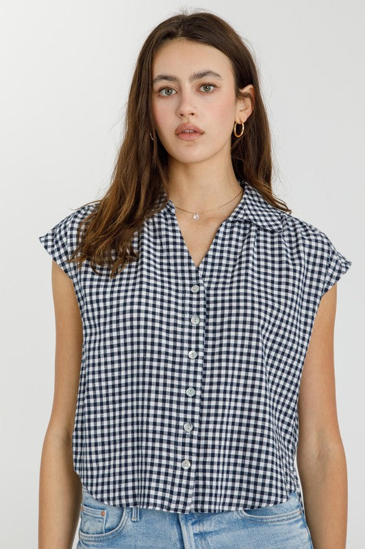 he Check Me Out Gingham Button-Up Blouse – Perfect for Work & Weekend Chic