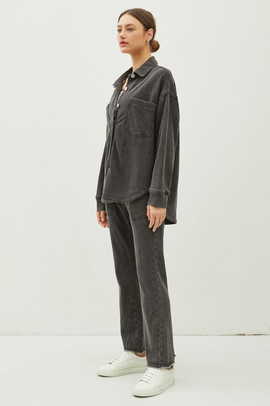 Haven Washed Denim Shirt Jacket – Oversized Soft Stretch Shacket (S–L)