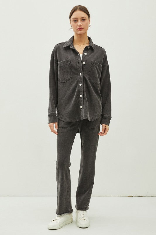 Haven Washed Denim Shirt Jacket – Oversized Soft Stretch Shacket (S–L)