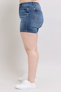 Judy Blue Tummy Control Mid-Rise Shorts – Medium Wash | Mid-Length