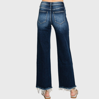The Elsie Super High Rise Stretch Wide Leg Jeans – Dark Wash Classic Denim
