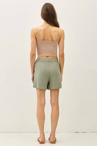 The Aria Linen Blend Classic Cut Shorts – High Waisted Elastic Back Summer Shorts