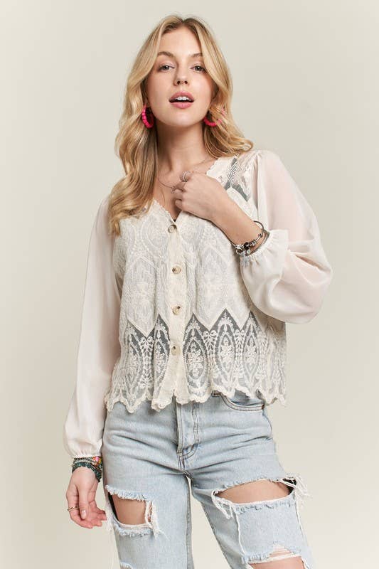 Charlotte Lace Blouse: Beige