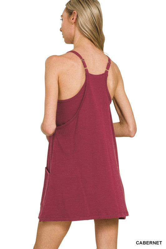 Avery Sleeveless Mini Dress with Built-In Romper Shorts & Pockets