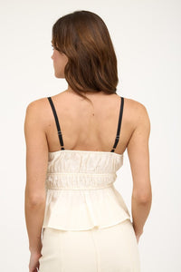 Bria Ribbon Detail Tank: Cream