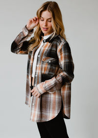 Fall Favorite Black, Gray, Rust & Cream Plaid Flannel