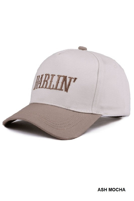 Darlin’ Two-Tone Embroidered Canvas Cap – Adjustable Baseball Hat