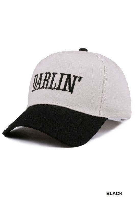 Darlin’ Two-Tone Embroidered Canvas Cap – Adjustable Baseball Hat