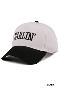 Darlin’ Two-Tone Embroidered Canvas Cap – Adjustable Baseball Hat