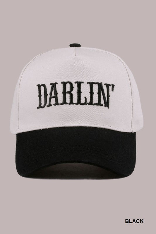 Darlin’ Two-Tone Embroidered Canvas Cap – Adjustable Baseball Hat