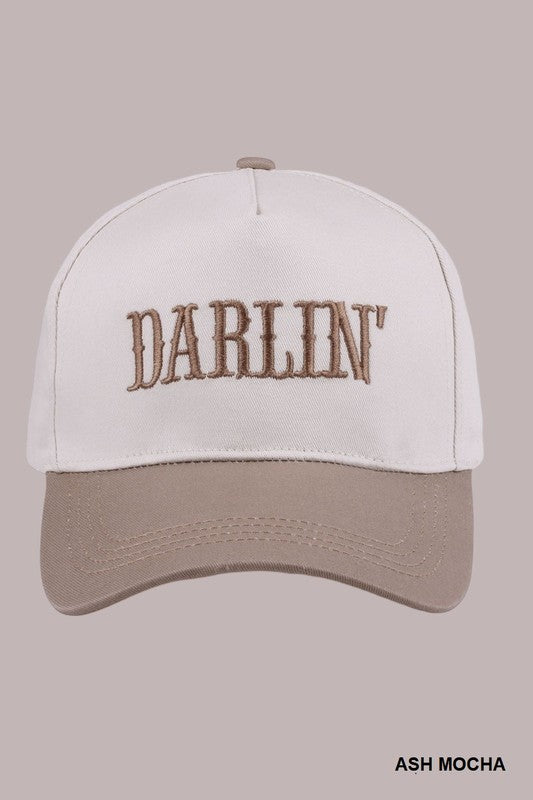 Darlin’ Two-Tone Embroidered Canvas Cap – Adjustable Baseball Hat