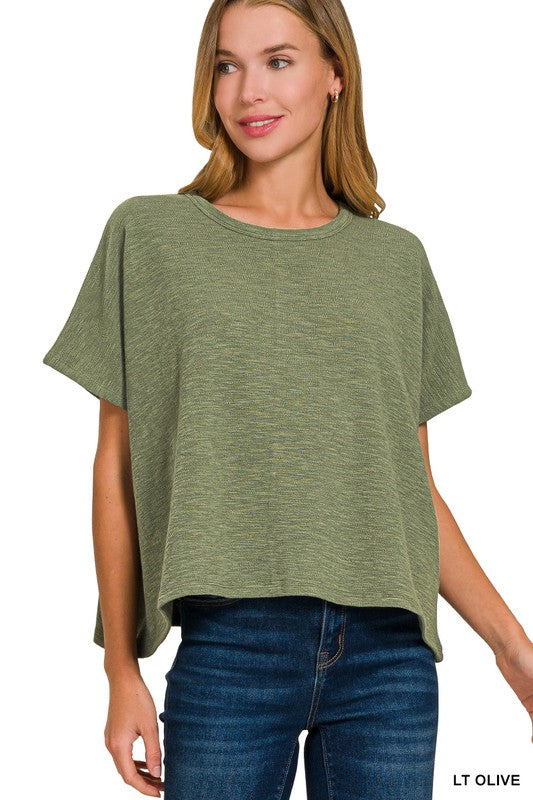 The Brinley Cotton Slub Boxy Tee – Relaxed Fit in Multiple Colors (S–3X)