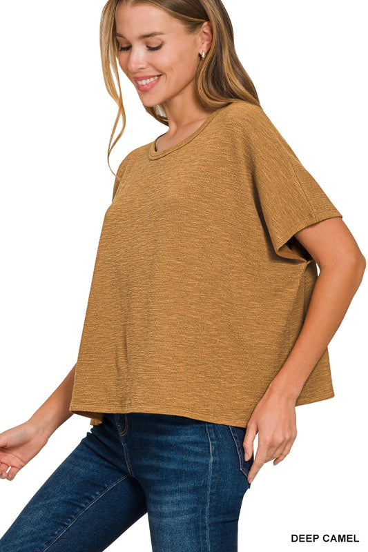 The Brinley Cotton Slub Boxy Tee – Relaxed Fit in Multiple Colors (S–3X)