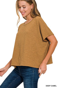 The Brinley Cotton Slub Boxy Tee – Relaxed Fit in Multiple Colors (S–3X)