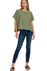 The Brinley Cotton Slub Boxy Tee – Relaxed Fit in Multiple Colors (S–3X)